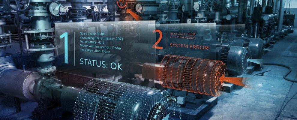 AI-powered industrial machine vision system analyzing equipment status in real time