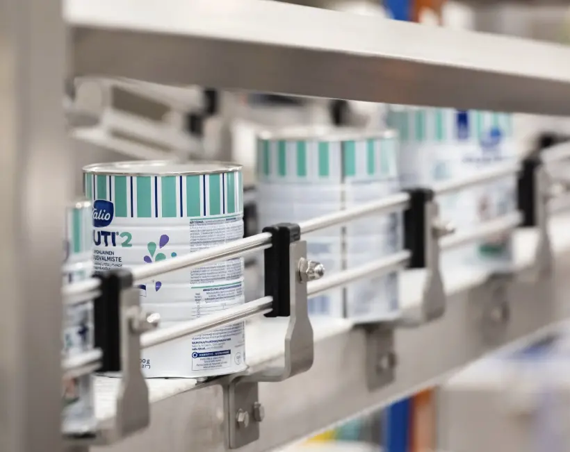 Infant formula production line with vision inspection