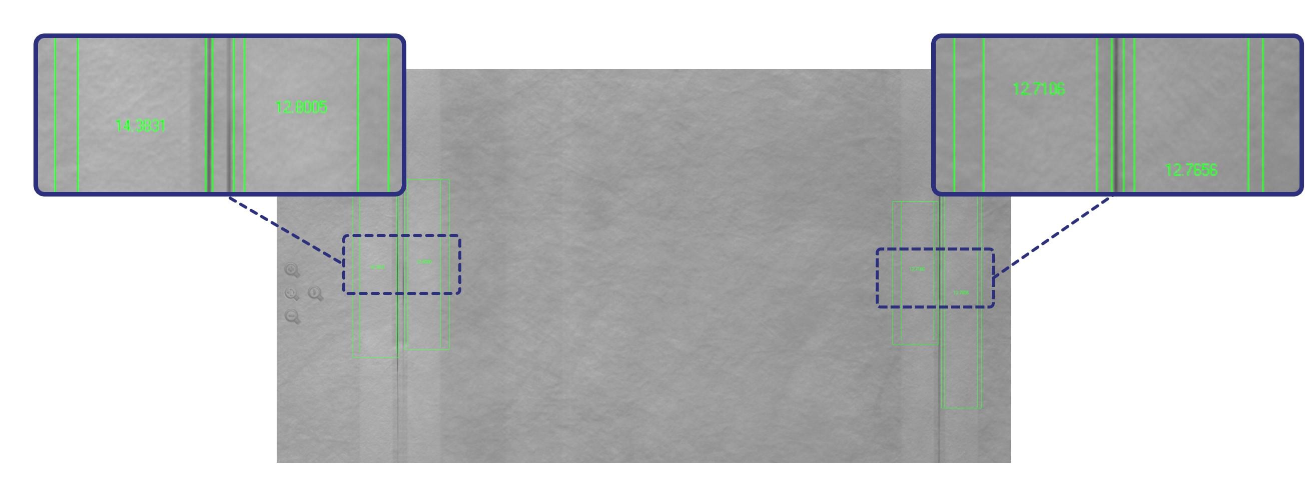 Non-contact lane and width measurement on a moving web